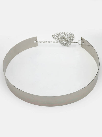 NVR Women Circular Silver Plated Adjustable Broad Belt - Distacart