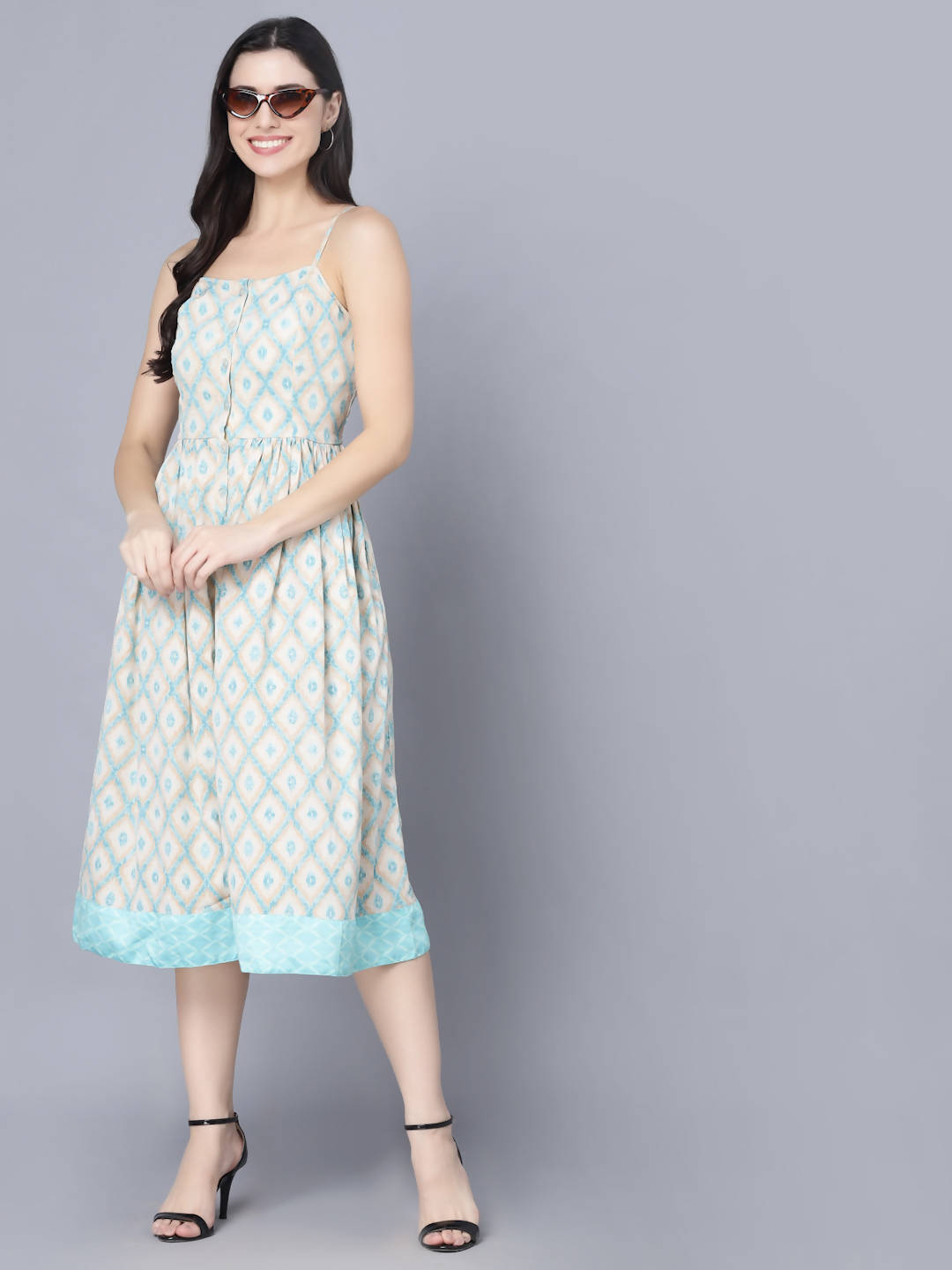 Myshka Multicoloured Floral Organic Cotton Crepe Midi Dress - Distacart