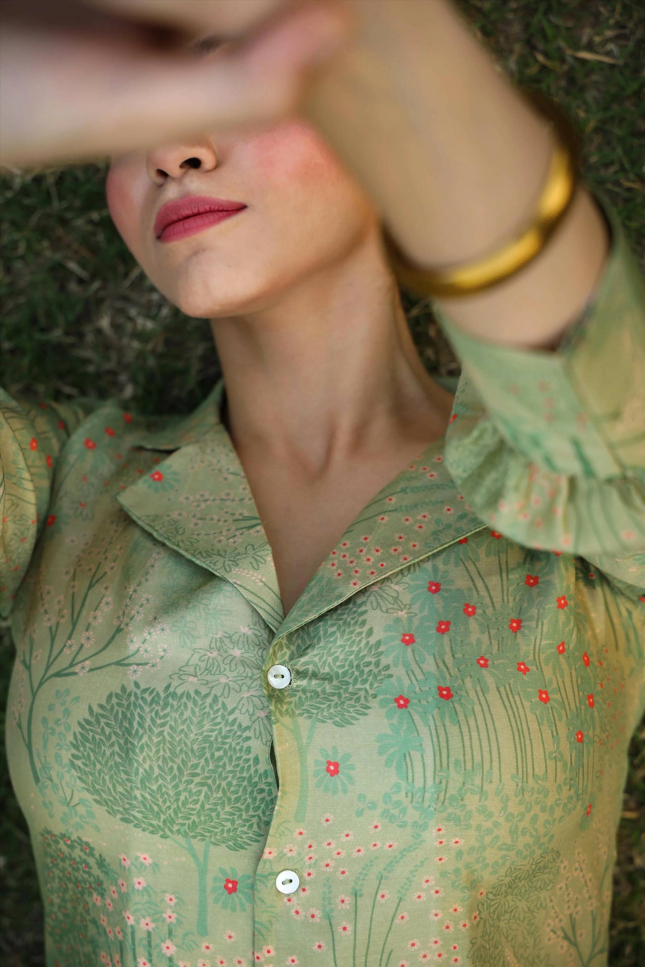 Women's Casual Fashionable Mahendi Mull Cotton co-ord set - Anya - Distacart