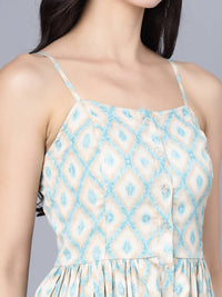Thumbnail for Myshka Multicoloured Floral Organic Cotton Crepe Midi Dress - Distacart