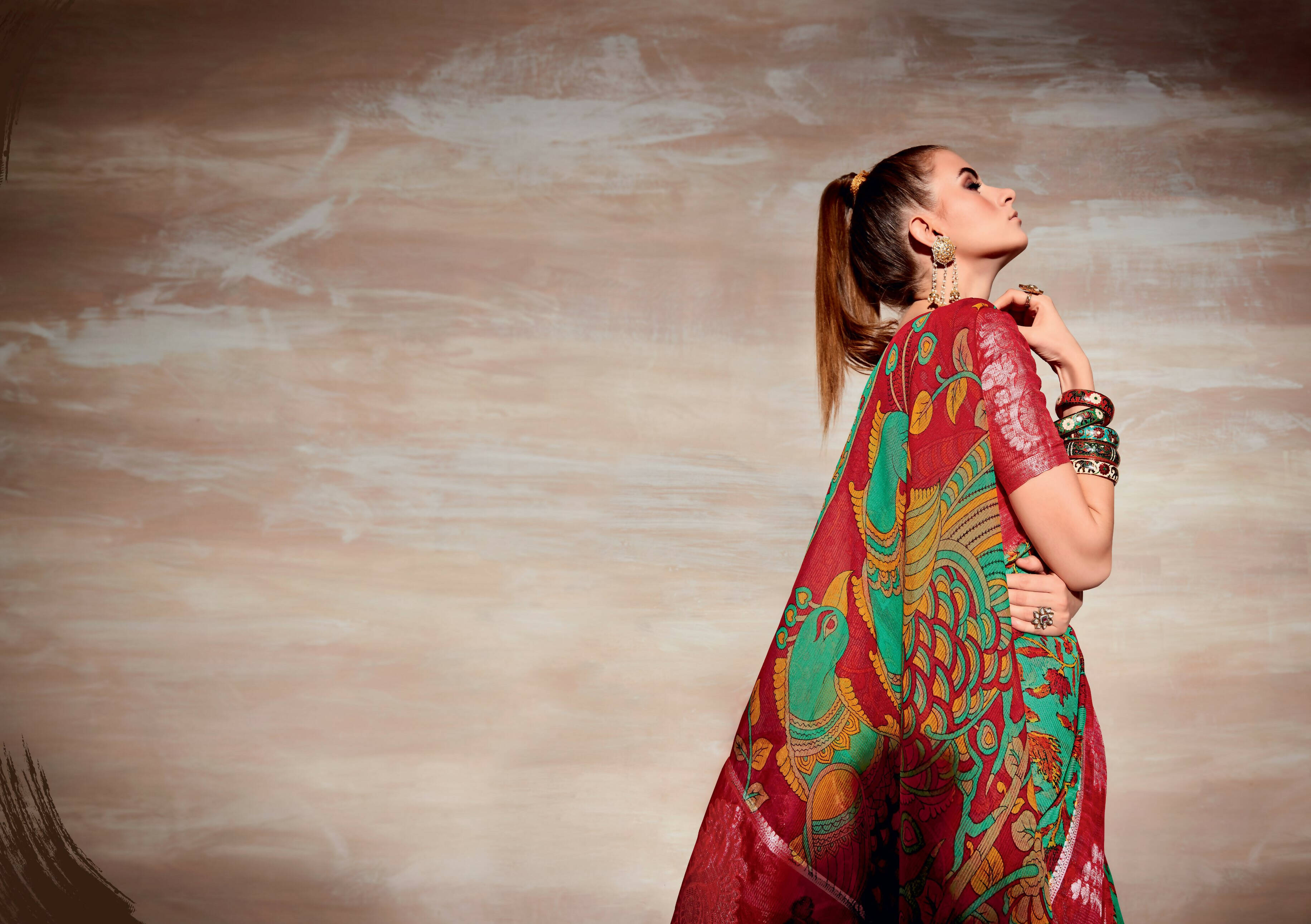 Sea Green Cotton Floral Printed Saree With Unstitched Blouse Piece - Kathika - Distacart