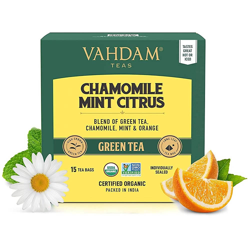Vahdam Chamomile Mint Citrus Green Tea