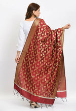 Thumbnail for Mominos Fashion Moeza Women's Banarsi Silk Floral Woven Design Maroon Dupatta - Distacart