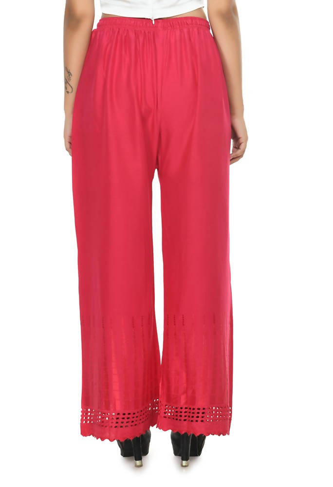 Mominos Fashion Moeza Reyon Cotton Magenta Cut Work Palazzo