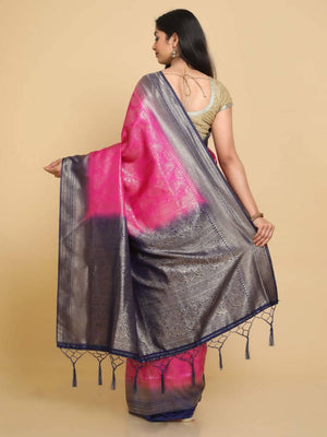 Kalamandir Ethnic Motifs Dark Pink Silk Blend Saree