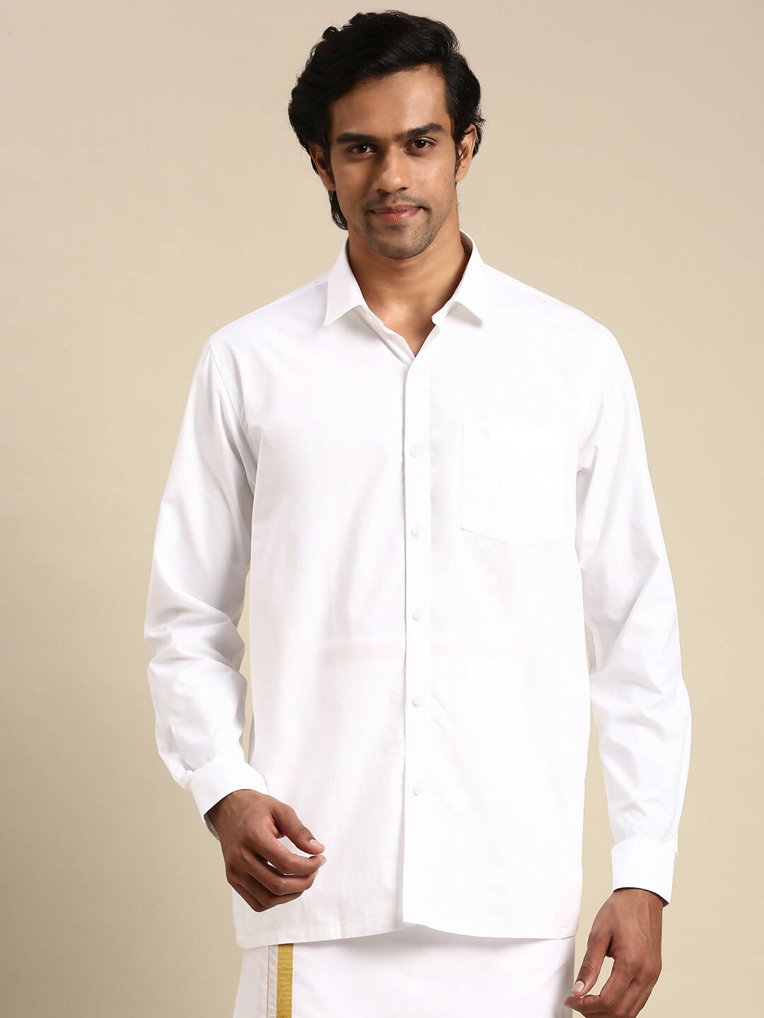 Ramraj Cotton Mens Full Sleeve Formal 100 % Cotton White Shirt - Distacart