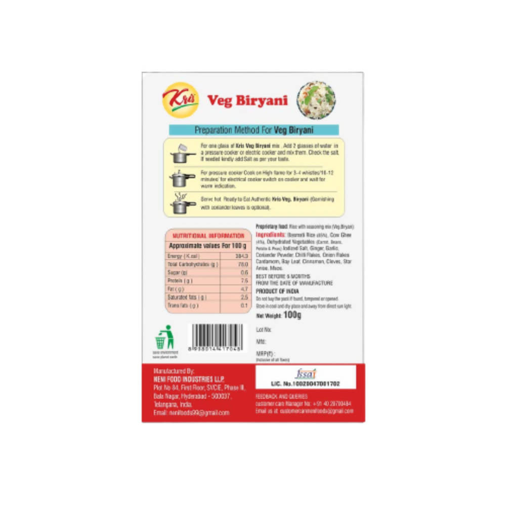 Kris Veg Biryani Ready Mix - Distacart