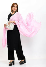 Thumbnail for Mominos Fashion Moeza Women's Linen Cotton Silver Border Baby Pink Dupatta - Distacart