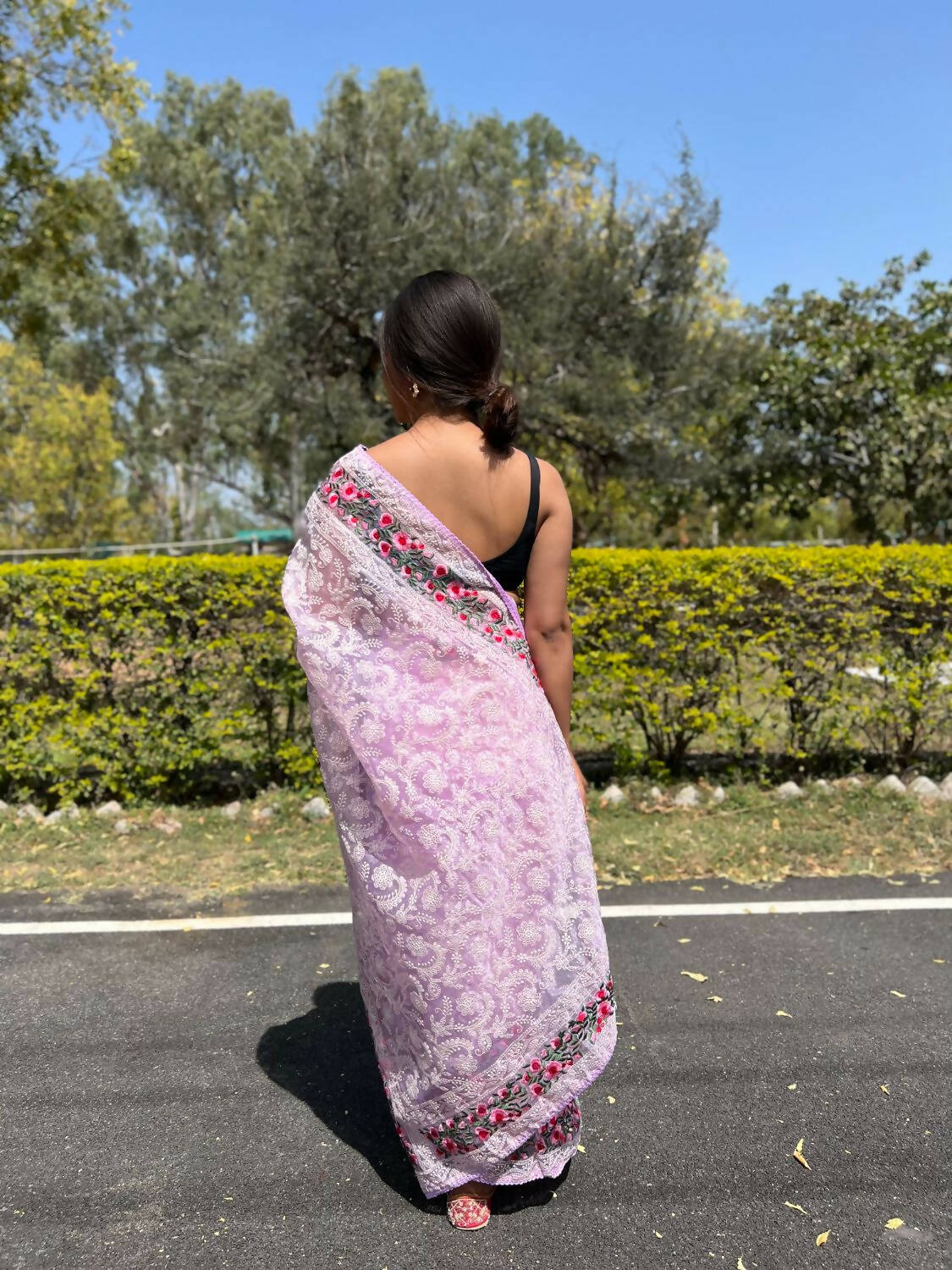 Vamsee Purple Organza Saree - Distacart