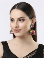 Thumbnail for NVR Women Multi Color Artificial Beads Brass-Plated Jhumka Earrings - Distacart