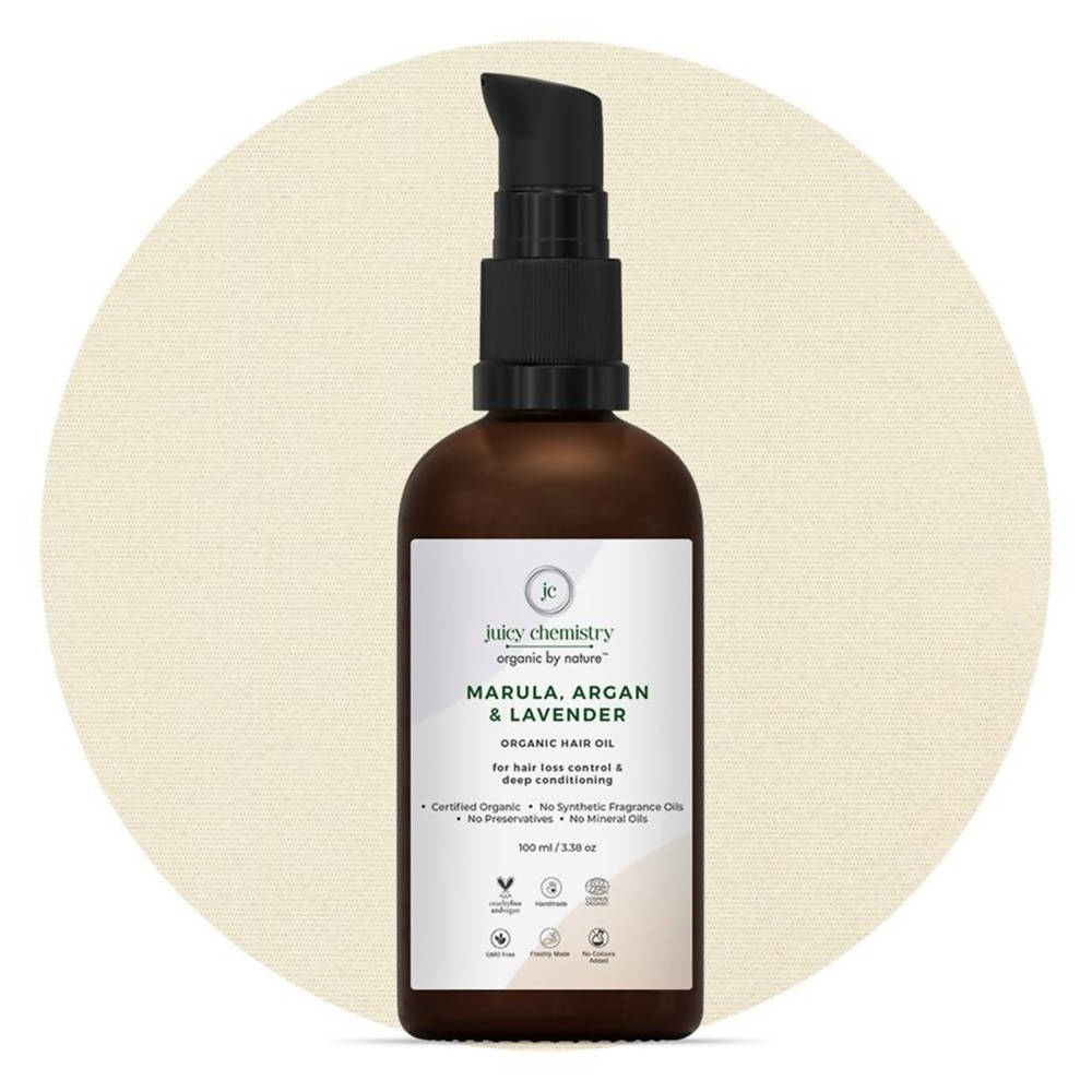 Juicy Chemistry Marula, Argan & Lavender Organic Hair Oil - Distacart