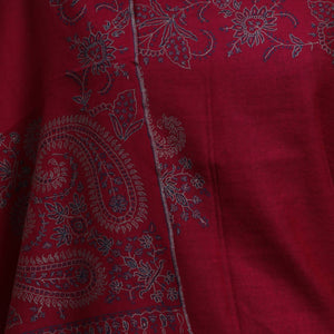 Nizalia Handmade Sozni Work Brick Red Pashmina