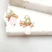 Thumbnail for Bling Accessories Rose Quartz Natural Stone Bunch Drop Earrings