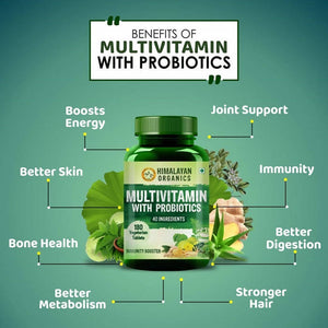 Himalayan Organics Multivitamin With Probiotics, 40 Ingredients Immunity Booster: 180 Tablets Online