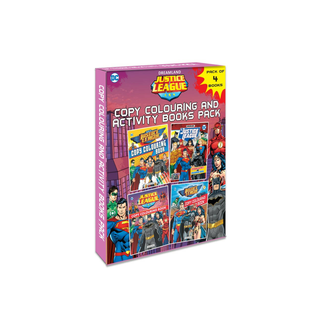 Dreamland Justice League Copy Colouring and Activity Books Pack (A Pack of 4 Books) - Distacart