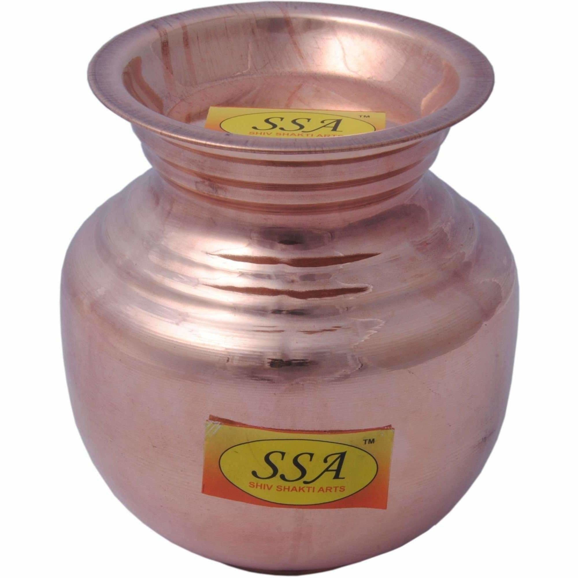 Handmade Pure Copper Kalash Lota With Lid Copper Kalash  (Height: 6.5 inch, Brown) - Distacart