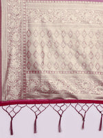 Thumbnail for Saree Mall Magenta Ethnic Motifs Zari Organza Banarasi Saree - Distacart