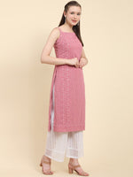 Thumbnail for Kalini Ethnic Motifs Embroidered Chikankari Georgette Kurta - Distacart
