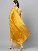 Thumbnail for Kalini Women Yellow Floral Printed Kurta with Trousers & With Dupatta - Distacart