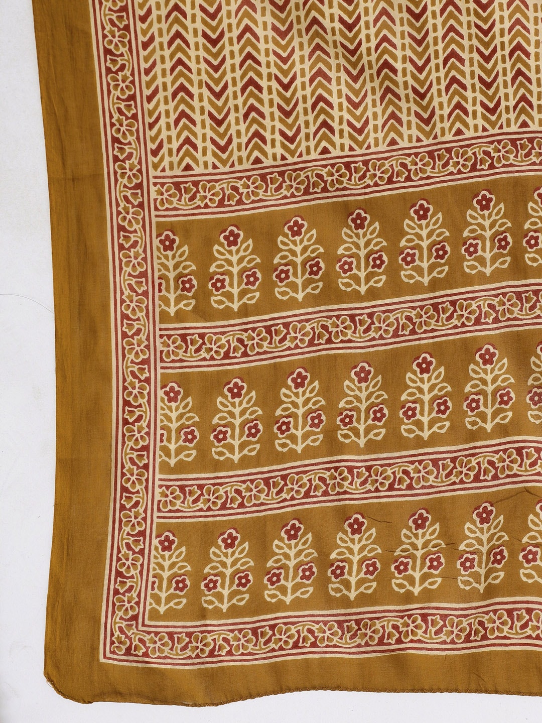 HERE&NOW Mustard Yellow Floral Printed A-Line Kurta with Dhoti Pants & With Dupatta - Distacart