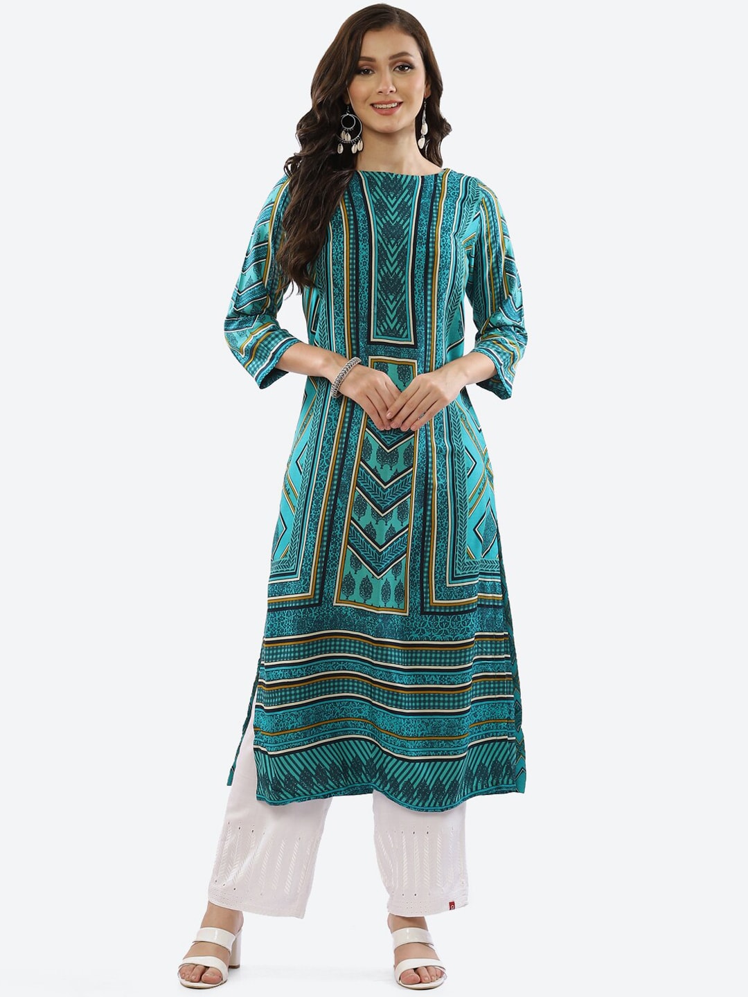 Biba Women Geometric Printed Kurta - Distacart