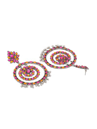 Thumbnail for Shining Diva Multicoloured Oxidised Contemporary Drop Earrings - Distacart