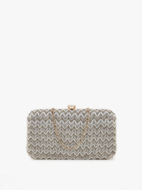 Thumbnail for Anekaant Grey & White Embellished Purse Clutch - Distacart