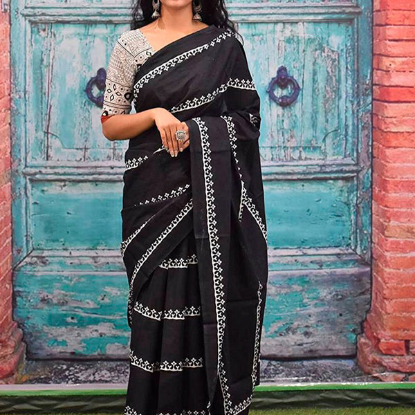 Kalini Ethnic Motifs Printed Pure Cotton Saree - Distacart