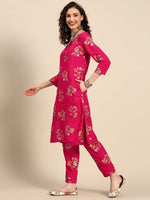 Thumbnail for Sangria Floral Printed Regular Kurta With Trousers & Dupatta - Distacart