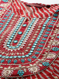 Thumbnail for Sangria Women Floral Embroidered Mirror Work Anarkali Kurta - Distacart