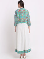 Thumbnail for Kalini Women White & Sea Green Ethnic Motifs Printed Anarkali Kurta - Distacart