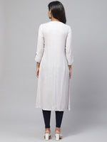 Thumbnail for Biba Women Off-White & Silver Checked Straight Kurta - Distacart