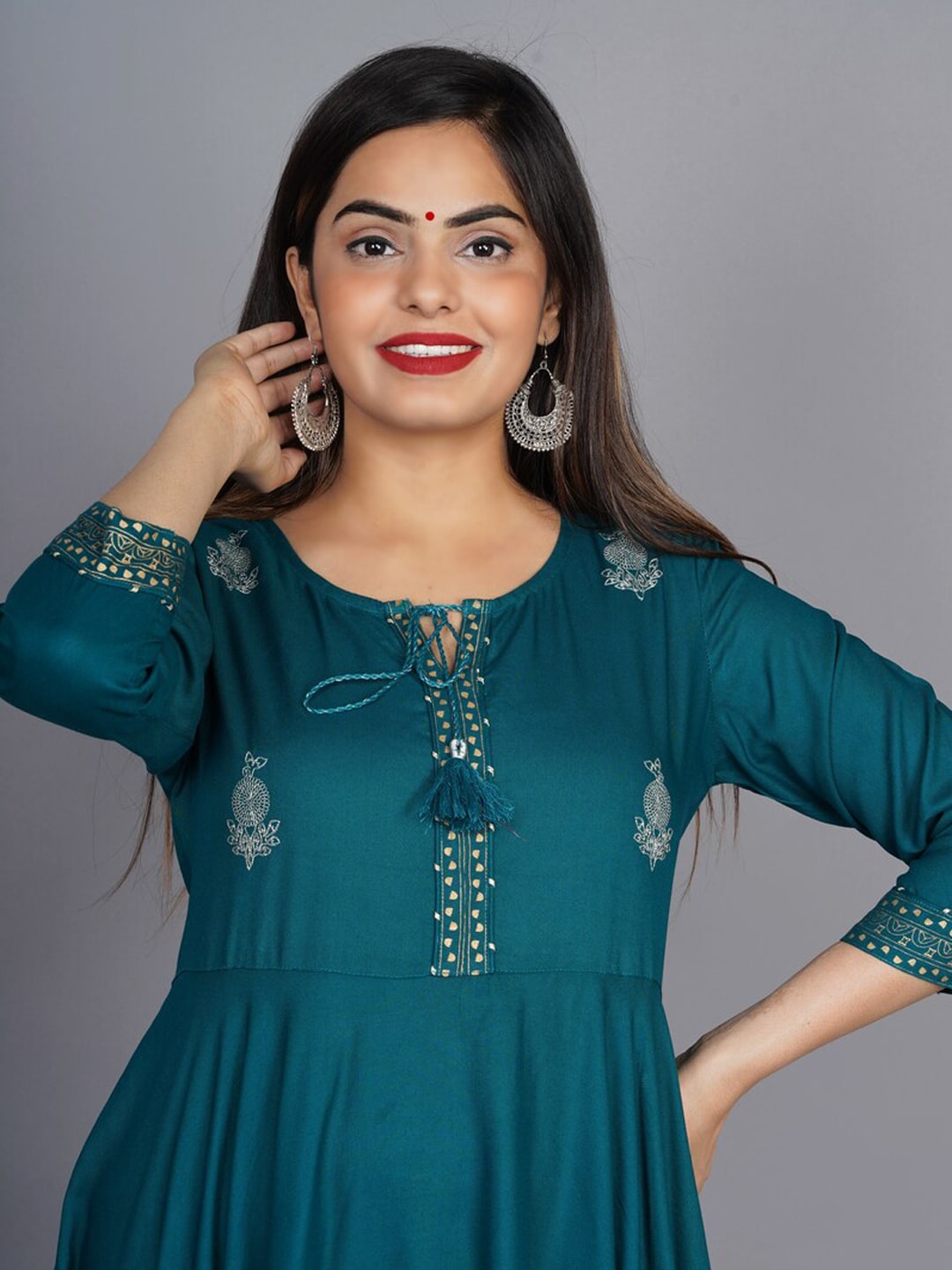 Kalini Women Green Ethnic Motifs Embroidered Keyhole Neck Anarkali Kurta - Distacart