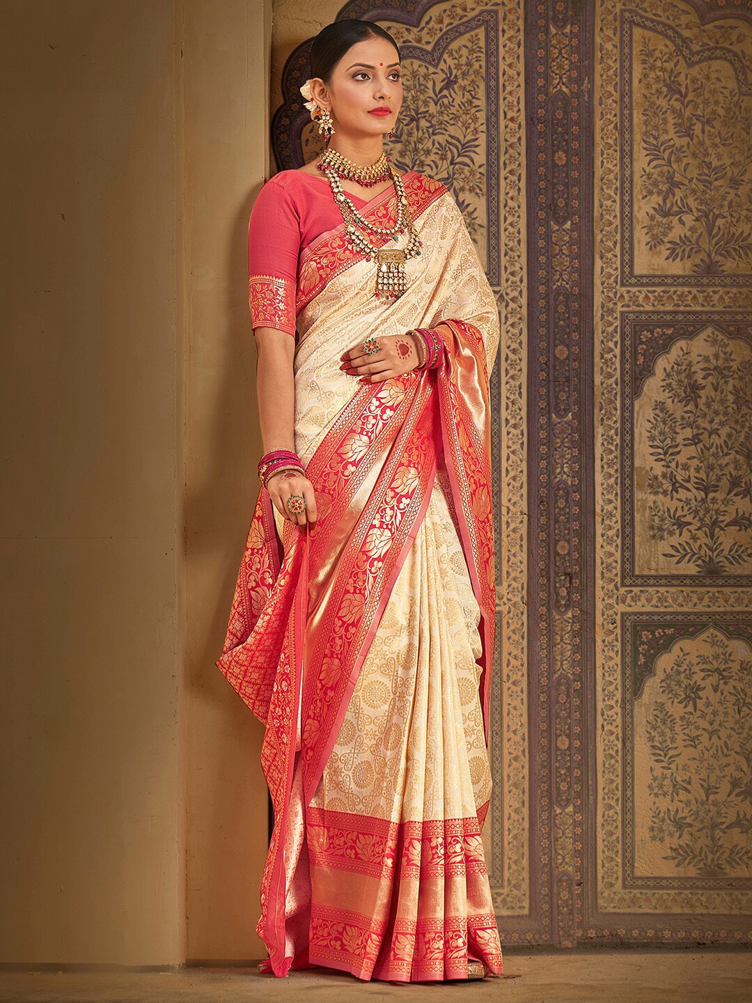 Saree Mall Woven Design Zari Kanjeevaram Traditional Sarees - Distacart