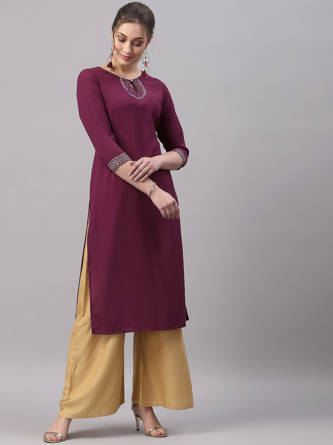 Kalini Women Purple Yoke Design Kurta - Distacart
