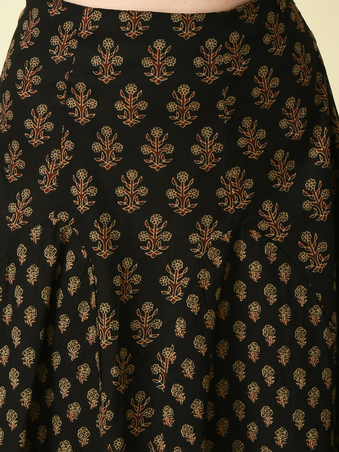 Myshka Women's Black Pure Cotton Printed Flared Skirt - Distacart