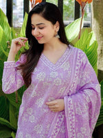 Thumbnail for Kalini Floral Printed Regular Pure Cotton Kurta With Harem Pants & Dupatta - Distacart