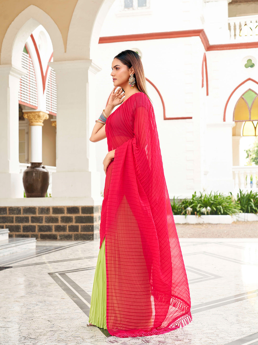Tikhi Imli Georgette Half and Half Saree - Distacart