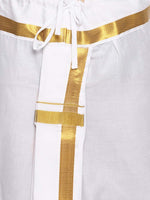 Thumbnail for Sethukrishna Men White Solid Readymade Dhoti - Distacart