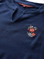 Thumbnail for Sangria Deep Navy Blue Acrylic Winter Kurta - Distacart