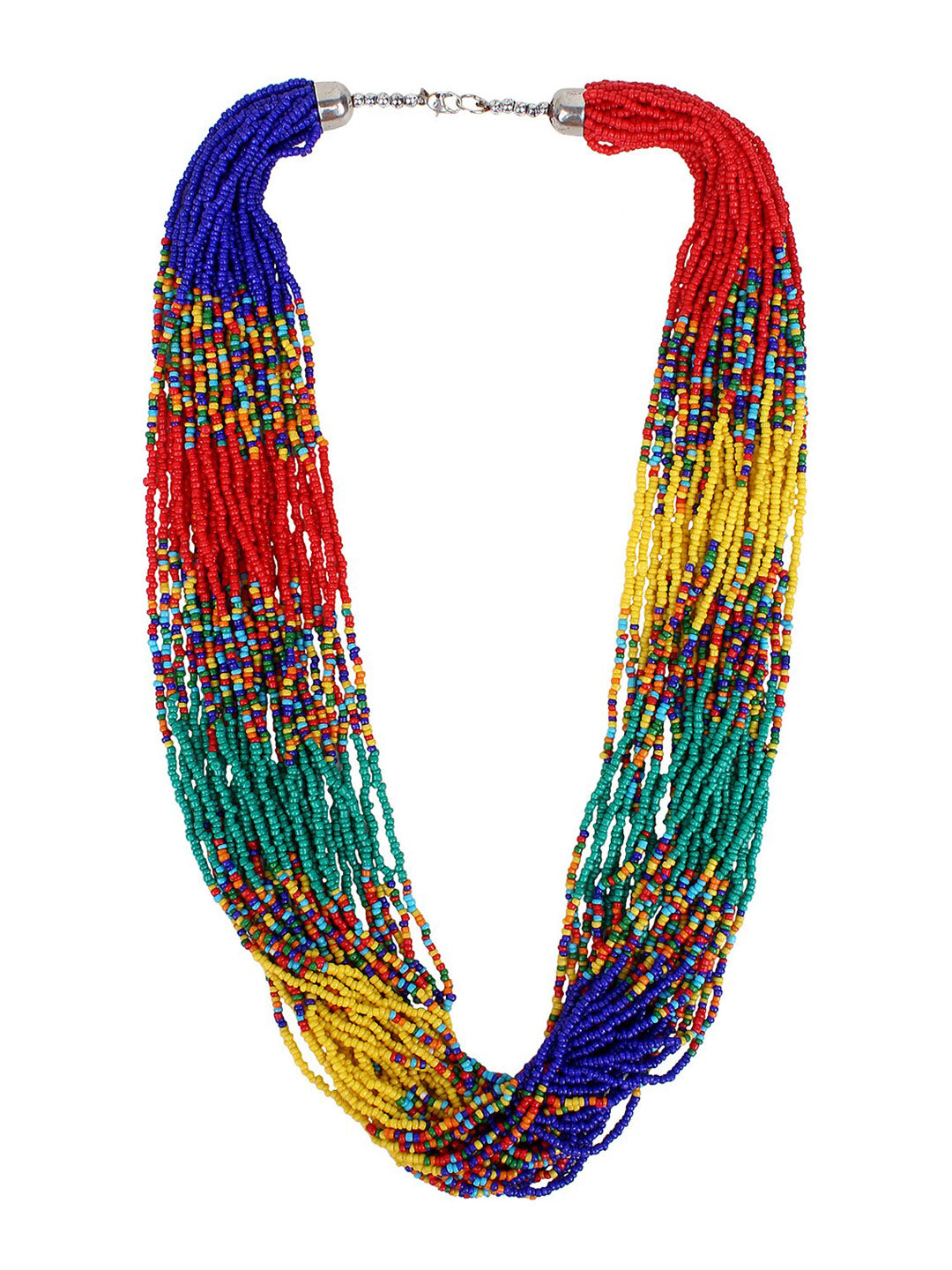 Cardinal Red & Green Beaded Multistring Necklace & Earrings Set - Distacart