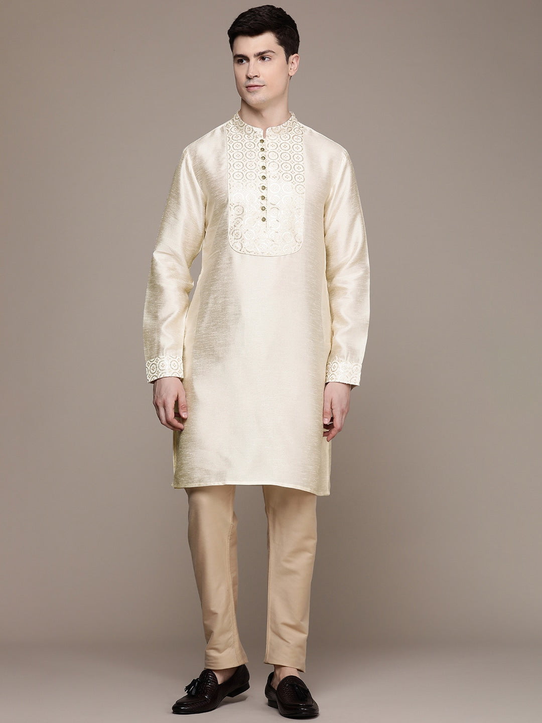 House of Pataudi Ethnic Motifs Yoke Design Sequinned Jashn Kurta - Distacart