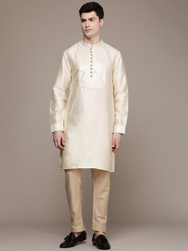 House of Pataudi Ethnic Motifs Yoke Design Sequinned Jashn Kurta - Distacart
