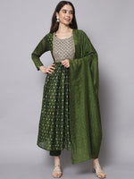 Thumbnail for Kalini Ethnic Motifs Embroidered Zari Gotta Patti Kurta with Trousers & Dupatta - Distacart