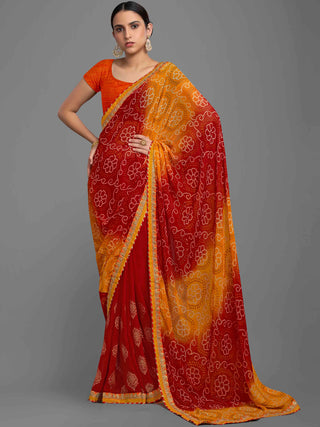 Kalini Printed Embroidered Bandhani Saree - Distacart