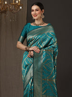 Thumbnail for Saree Mall Woven Design Zari Silk Blend Banarasi Saree - Distacart