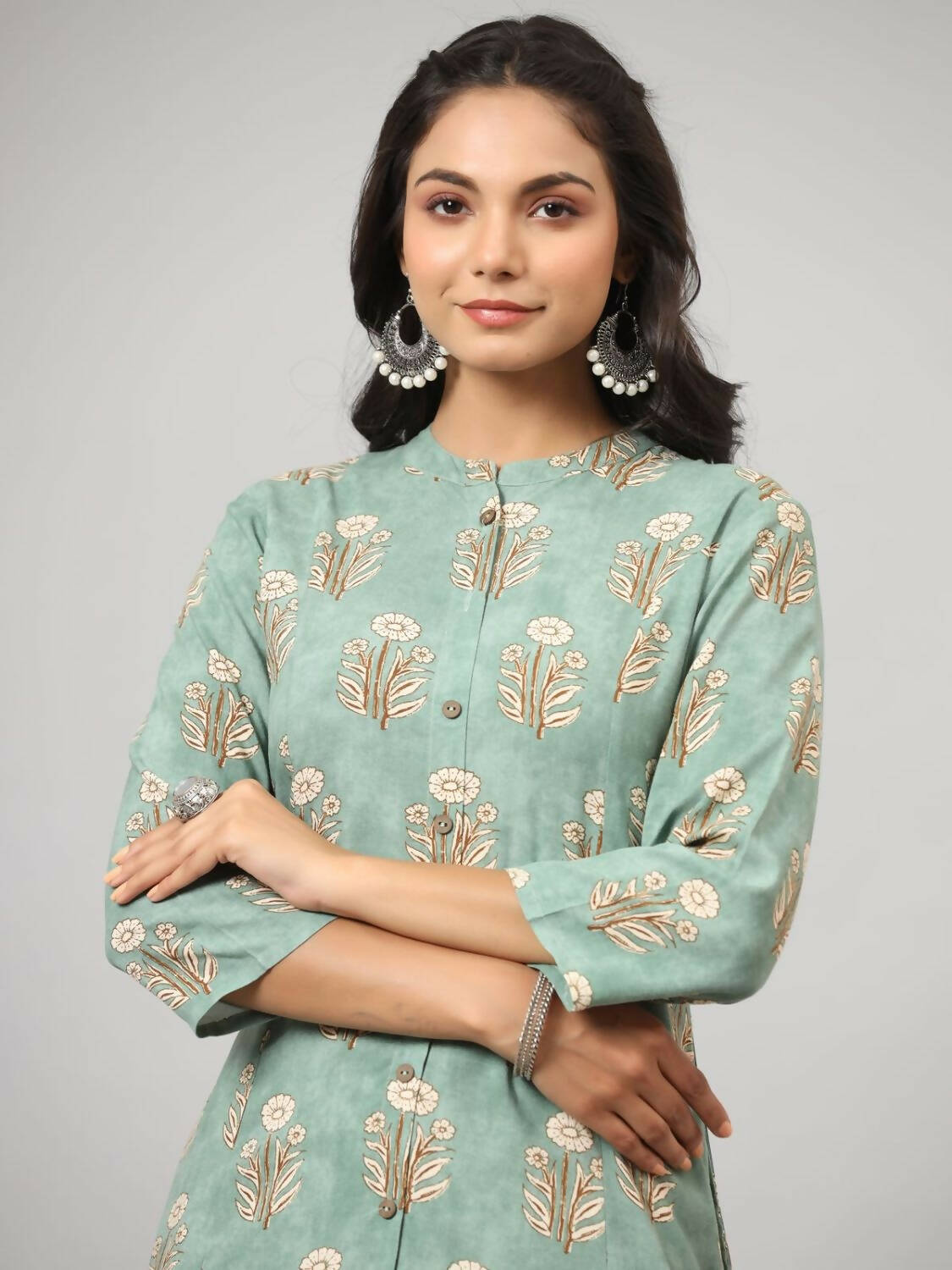 Juniper Women's Green Printed A-Line Kurta - Distacart