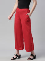 Thumbnail for Souchii Red Knitted Ethnic Palazzos For Women - Distacart