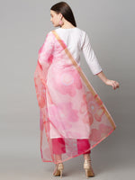 Thumbnail for Kalini Women White Floral Yoke Design Kurta with Trousers & Dupatta - Distacart