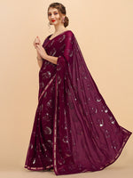 Thumbnail for Sangria Women Burgundy Sarees - Distacart